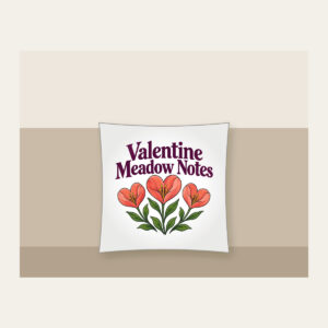 Valentine Meadow Notes Pillow in white