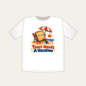 Toast Needs A Vacation T-Shirt in white