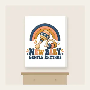 NEW BABY GENTLE RHYTHMS Canvas Print in white