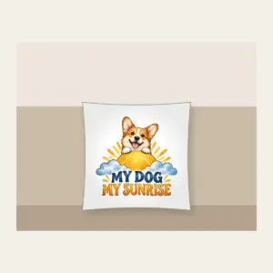 MY DOG MY SUNRISE Pillow in white