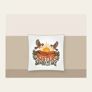SISTER SHARES MY SKY Pillow in white