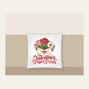 Valentine's Paper Petals Pillow in white