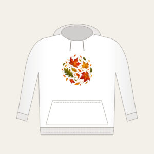 Drifting Autumn Leaves Hoodie in white: Autumn leaves drift in rust, gold and green.
