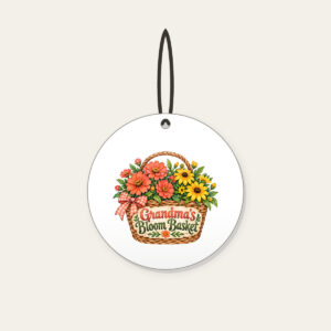Grandma's Bloom Basket Ceramic Ornament in white