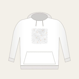 Topographic Lines and Trail Markers Hoodie in white: Topographic lines in grey with small orange trail markers.