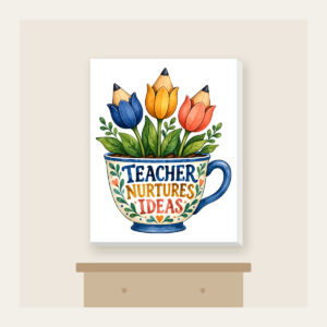 TEACHER NURTURES IDEAS Canvas Print in white