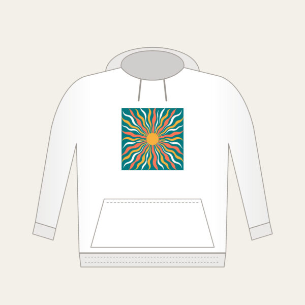 Product image Sunrise Lines in Coral and Gold on Teal Hoodie