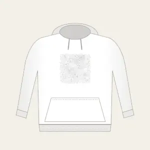 Topographic Lines and Trail Markers Hoodie in white: Topographic lines in grey with small orange trail markers.