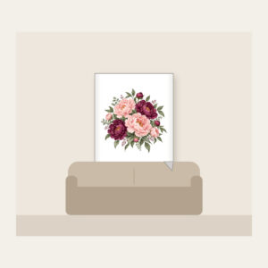 Blush and Plum Peony Clusters Fleece Blanket in white: Full peony clusters in blush, plum and sage drift across the artwork in an all-over pattern.