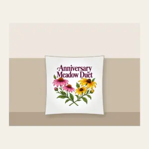 Anniversary Meadow Duet Pillow in white