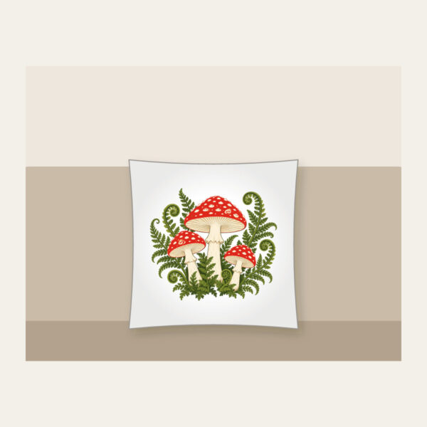 Product image Red Toadstool Trio with Curling Ferns Pillow