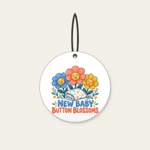 NEW BABY BUTTON BLOSSOMS Ceramic Ornament in white