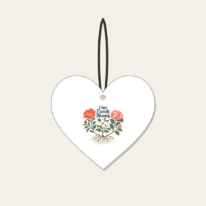 Our Family Blooms Heart Ceramic Ornament in white