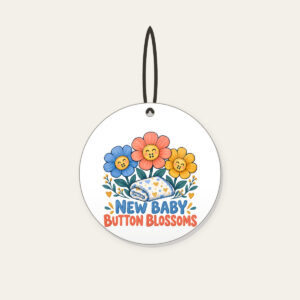 NEW BABY BUTTON BLOSSOMS Ceramic Ornament in white