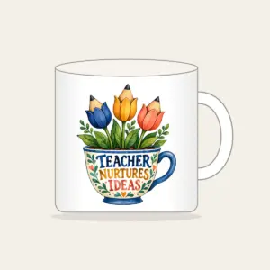 TEACHER NURTURES IDEAS Mug in white