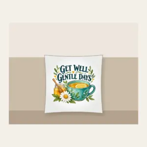 GET WELL GENTLE DAYS Pillow in white