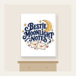 BESTIE MOONLIGHT NOTES Canvas Print in white