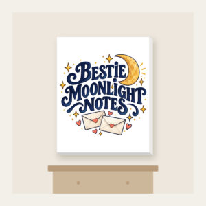 BESTIE MOONLIGHT NOTES Canvas Print in white