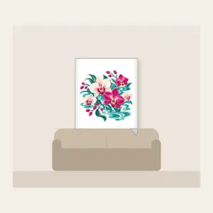 Orchids and Lagoon Ripples Fleece Blanket in white: Orchids and gentle lagoon ripples mix in teal, magenta and cream.