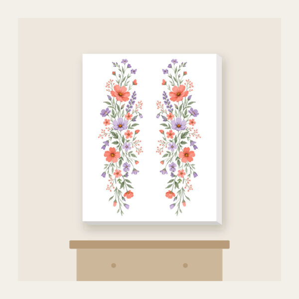Product image Drifting Wildflowers in Coral and Lilac Canvas Print