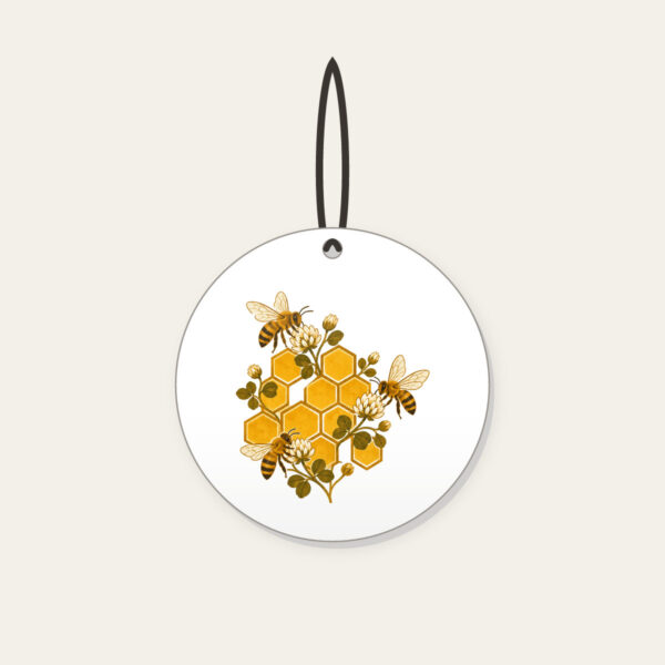 Product image Honeycomb Grid with Bees and Clover Ceramic Ornament