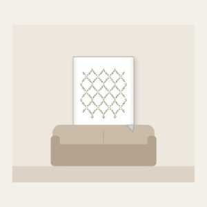 Sage Lattice Diamonds with Tiny Blossoms Fleece Blanket in white: A lattice of diamonds in sage and cream is dotted with tiny blossoms.