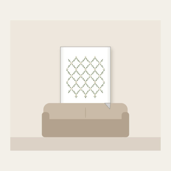 Product image Sage Lattice Diamonds with Tiny Blossoms Fleece Blanket