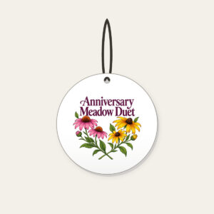 Anniversary Meadow Duet Ceramic Ornament in white