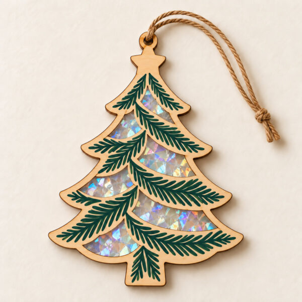 Product image Starry Pines Wood and Hologram Ornament