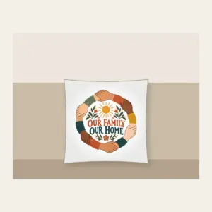 Our Family Our Home Pillow in white