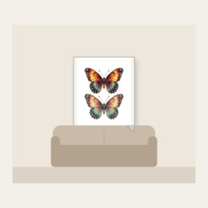 Amber Plum Watercolor Butterfly Fleece Blanket in white: A butterfly with watercolor-style wings in amber, plum and teal, traced with delicate vein linework.