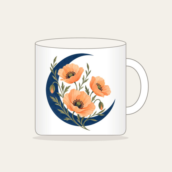 Product image Crescent Moon and Apricot Poppies Mug