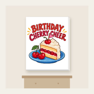 BIRTHDAY CHERRY CHEER Canvas Print in white