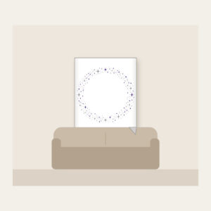 Constellation Dot Border Fleece Blanket in white: Tiny constellation dots joined by fine lines in silver and violet form a border around an empty centre.