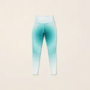 Ripple Lines Leggings with all-over concentric ripple lines in teal fading outward to white