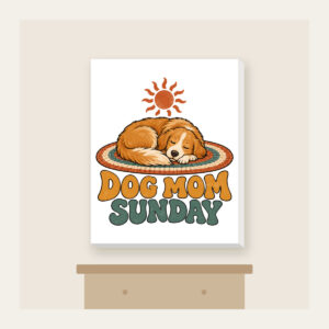 DOG MOM SUNDAY Canvas Print in white