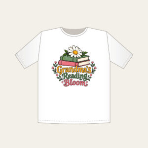 Grandma's Reading Bloom T-Shirt in white