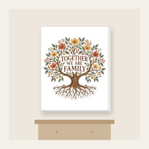 Together We Are Family Canvas Print in white