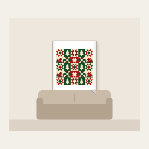 Product image Cabin, Tree and Star Patchwork Fleece Blanket