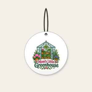 Mom's Little Greenhouse Ceramic Ornament in white