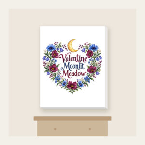Valentine Moonlit Meadow Canvas Print in white