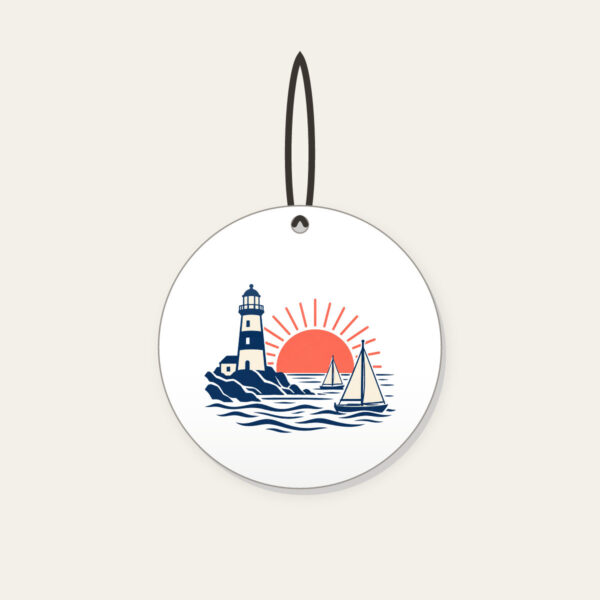 Product image Lighthouse and Two Sailboats Ceramic Ornament