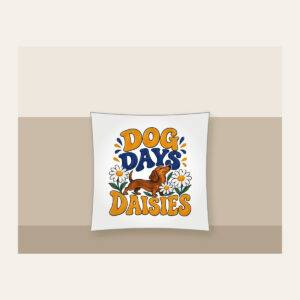 DOG DAYS DAISIES Pillow in white