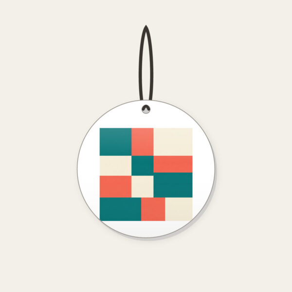 Product image Teal, Coral and Cream Color Blocks Ceramic Ornament