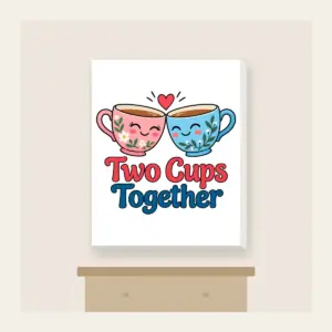 Two Cups Together Canvas Print in white