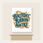 BIRTHDAY RIBBON SWIRL Canvas Print in white