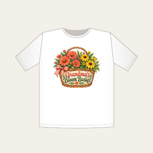 Grandma's Bloom Basket T-Shirt in white