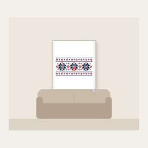 Fair Isle Snowflake Band Fleece Blanket in white: A Fair Isle-style band of snowflakes and small diamonds in navy, cream and red.