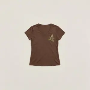 Wild Mint Sprig Women's Tee with small chest print of a wild mint sprig with serrated leaves in cream and green