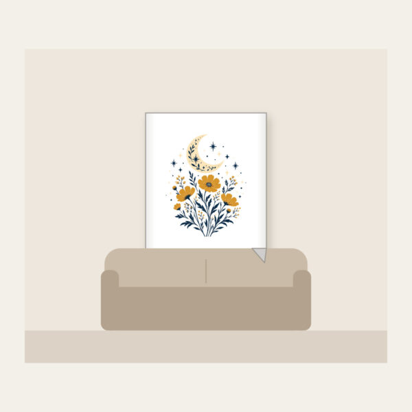Product image Crescent Moon over Ochre Wildflowers Fleece Blanket